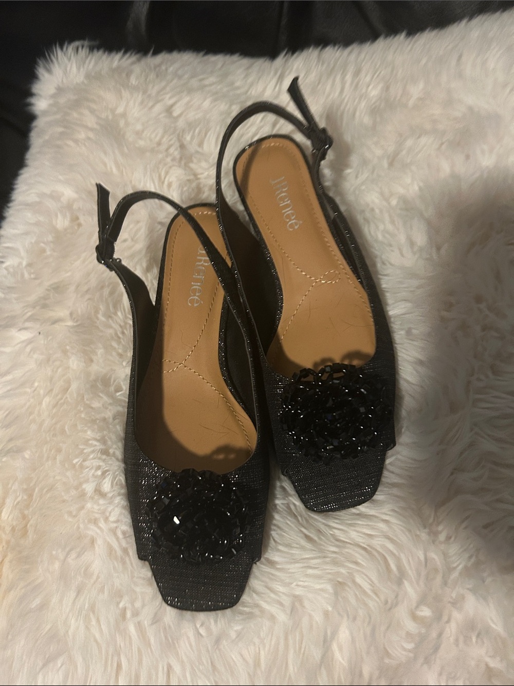 J. Renee Metallic Black with a floral black embellishment size 8 1/2 N.